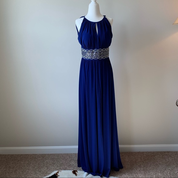 r&m richards royal blue dress Celestine Powder Blue Pointelle Knit Mermaid Maxi Dress main image 1